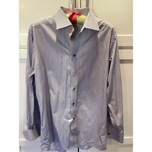 ETON Mens Contemporary Rainbow Button Down Shirt Sz 39  15.5 Long Sleeve